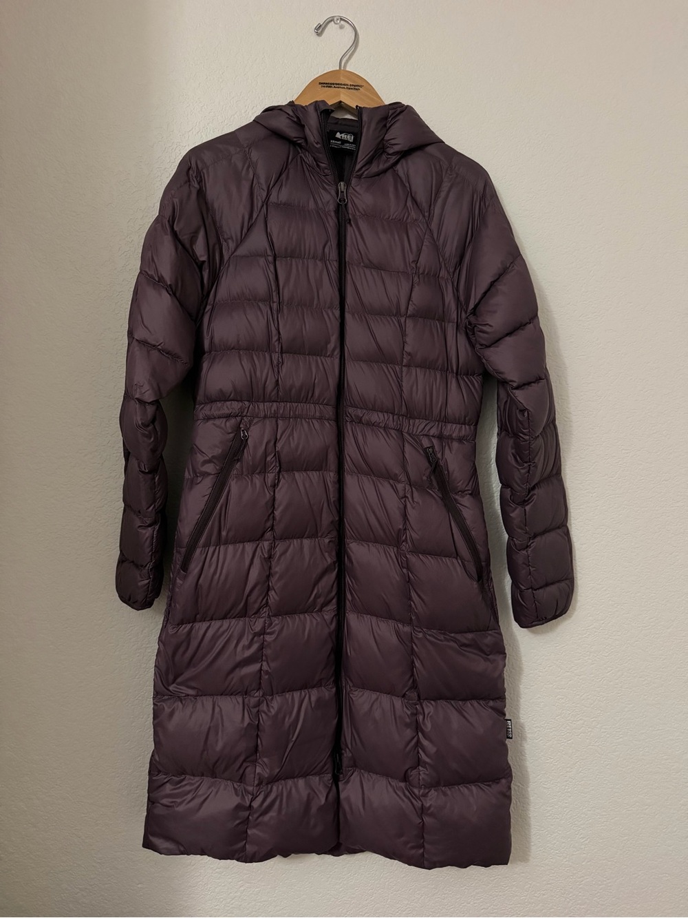 REI Women's Long Hooded Puffer Coat - Plum